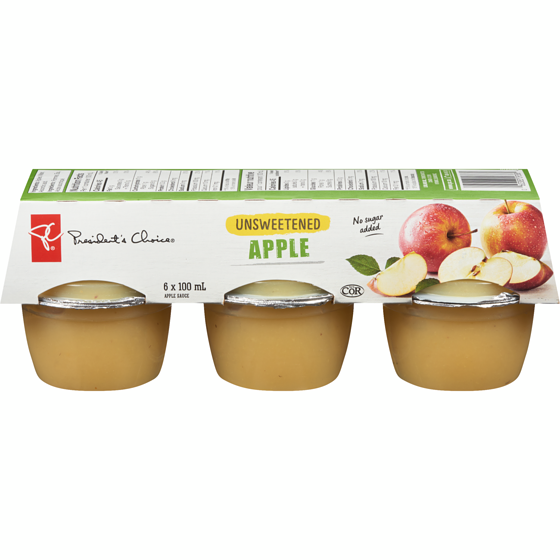 President's Choice Unsweetened Apple Sauce 6x100.0 ml, $0.72/100ml