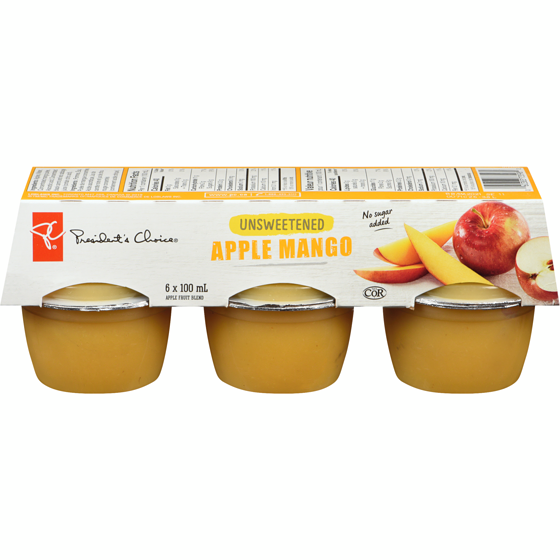 President's Choice Unsweetened Apple-Mango Apple Sauce 6x100.0 ml, $0.72/100ml