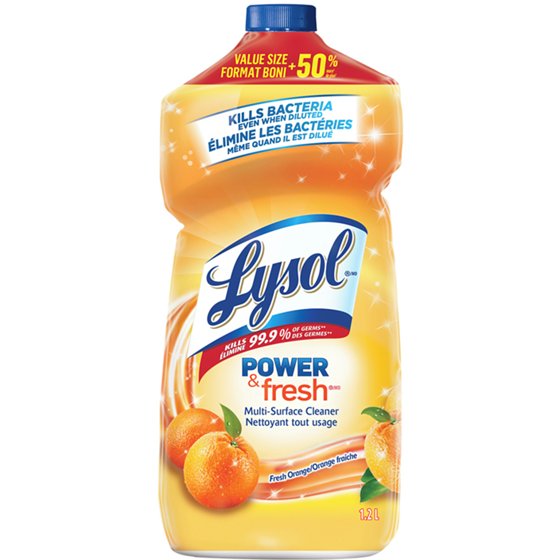 Lysol Nettoyant tout-usage, À verser, Orange, Nettoyant multi surface 1.2 l, 0,50 $/100ml