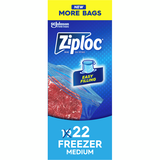 Ziploc Freezer Bags Medium, with Stay Open Technology 19 ea, $0.29/1ea