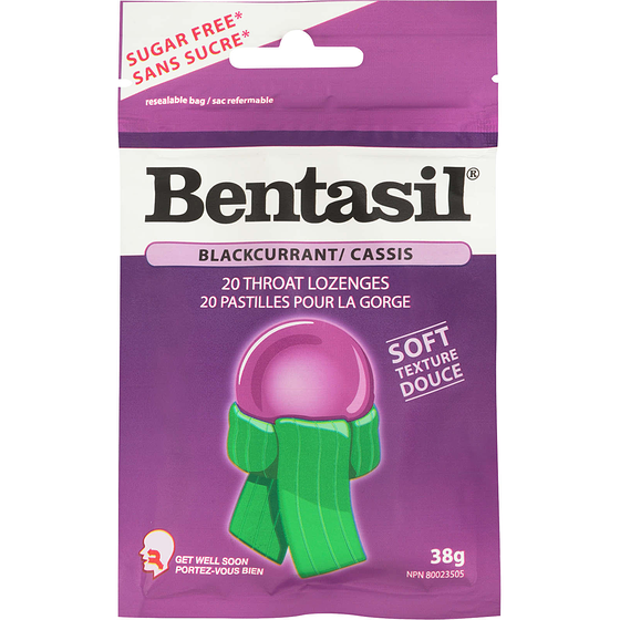 Bentasil Pastilles pour la gorge à saveur de cassis 20 ea, 0,24 $/1ch