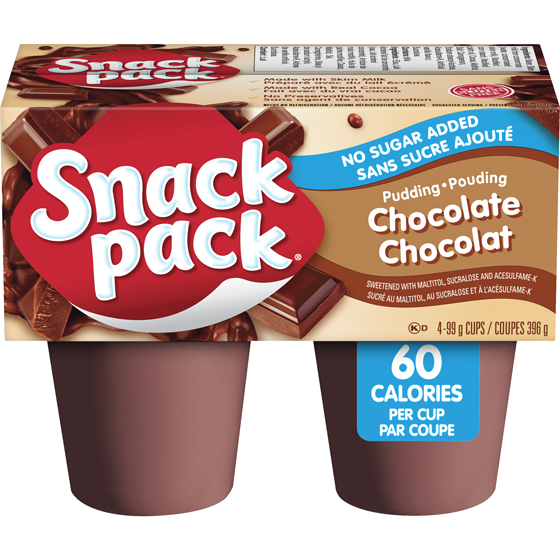 Snackpack Pouding au chocolat sans sucre ajouté 4x99.0 g, 0,63 $/100g