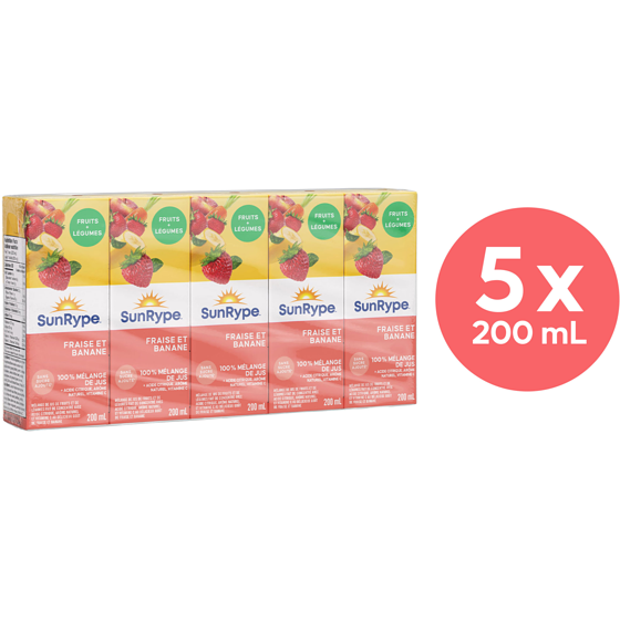 SunRype Boîtes de jus Fraise et banane 5x200.0 ml, 0,28 $/100ml