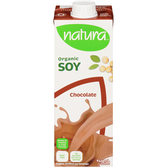 Natura Organic fortified soy beverage chocolate 946 ml, $0.45/100ml