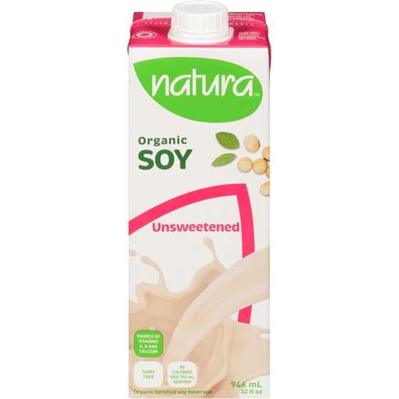 Natura Organic fortified soy beverage unsweetened 946 ml, $0.32/100ml