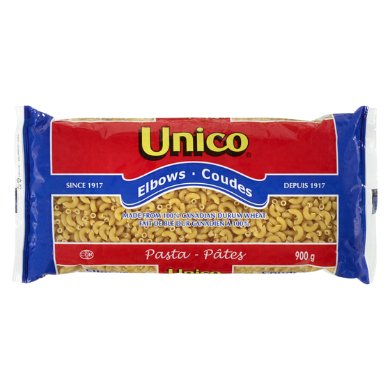 Unico Pasta, Elbows     900 g, $0.33/100g