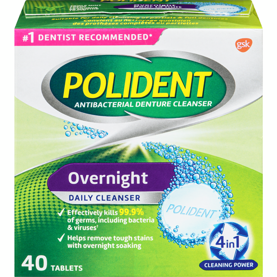 Polident Overnight Tablets 40 ea, $0.17/1ea