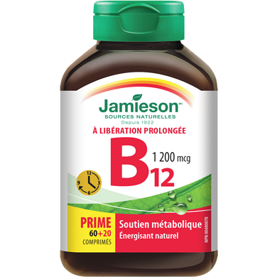 Jamieson Comprimés de vitamine B12 à dégagement graduel 1 200 mcg 80 ea, 0,19 $/1ch