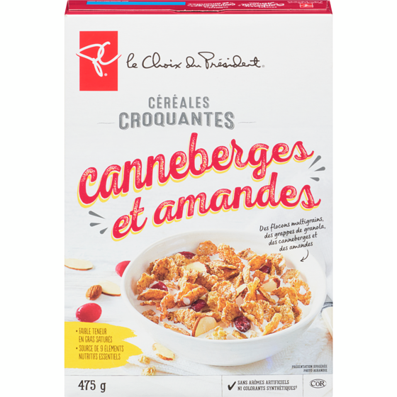le Choix du Président Céréales croquantes canneberges et amandes 475 g, 1,22 $/100g