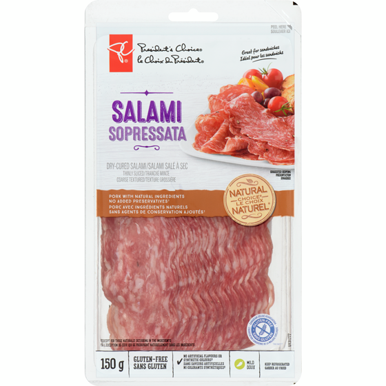 President's Choice Sopressata Salami 150 g, $53.27/1kg $5.33/100g