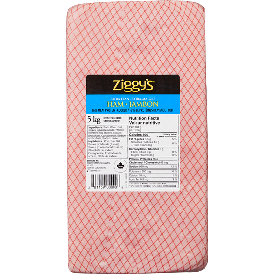 Ziggy’s Jambon cuit extra-maigre 33,90 $/1kg 15,38 $/1lb