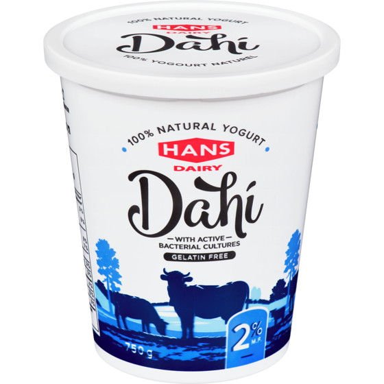 Hans Dairy 2% Natural Yogurt    750 g, $0.40/100g