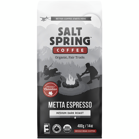 Salt Spring Whole Bean Coffee Metta Espresso Medium Dark Roast 400 g, $4.75/100g