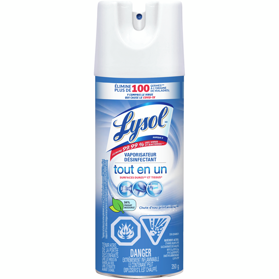 Lysol Spray Désinfectant Cascade du printemps, Désinfecte et élimine les odeurs sur les surfaces dures et les tissus 350 g, 2,28 $/100g