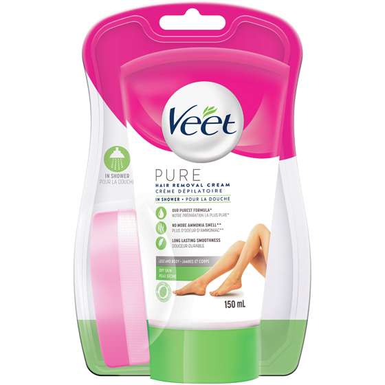 Veet Pure™ In-Shower Hair Removal Cream, Dry Skin 150 ml, $8.99/100ml