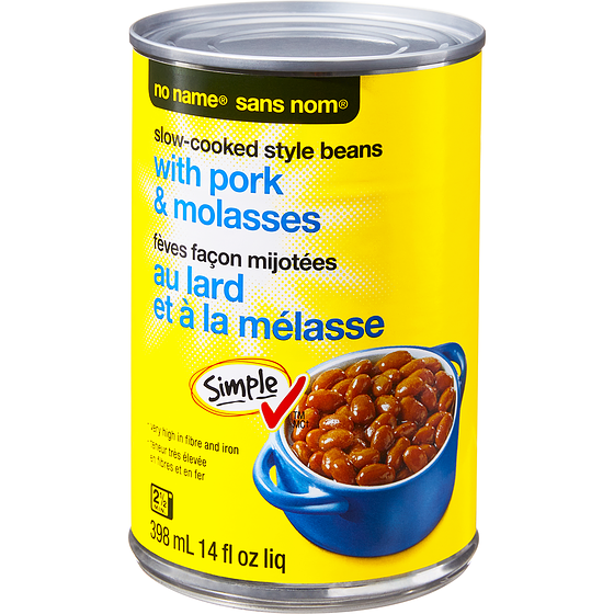 No Name Slow Cooked Beans with Pork and Molasses 398 ml, $0.50/100ml