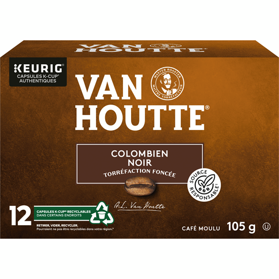 Van Houtte Van Houtte Colombien noir capsules K-Cup de café, 12 unités, pour les cafetières Keurig 12 ea, 1,17 $/1ch