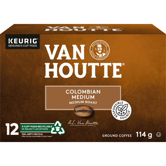 Van Houtte Colombian Medium, Medium Roast, K-Cup Coffee Pods, 12 Count 12 ea, $1.25/1ea