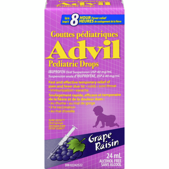 Advil Pediatric Drops Fever And Pain Reliever For Infants, Grape Flavour 24 ml, $39.54/100ml