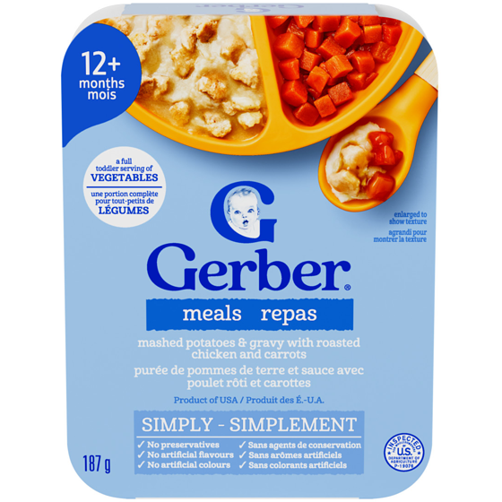 Gerber Gerber Mashed Potatoes & Gravy With Roasted Chicken & Carrots 187 g, $1.34/100g