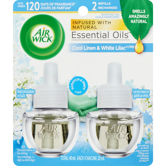 Air Wick Plug-in Air Freshener, Scented Oil Refills, Cool Linen & White Lilac, 2 Refills 42 ml, $30.93/100ml