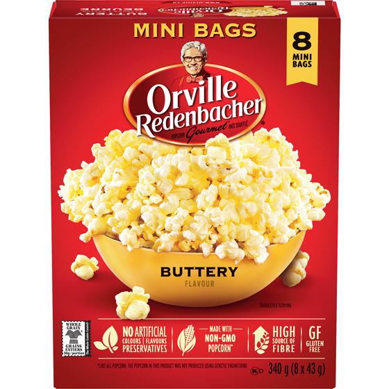 Orville Mini Bags, Buttery 8x43.0 g, $0.88/100g