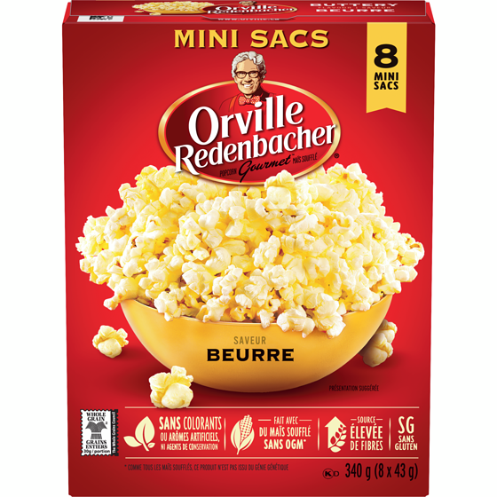Orville Redenbacher’s Mini sacs de maïs à éclater au beurre 8x43.0 g, 1,47 $/100g