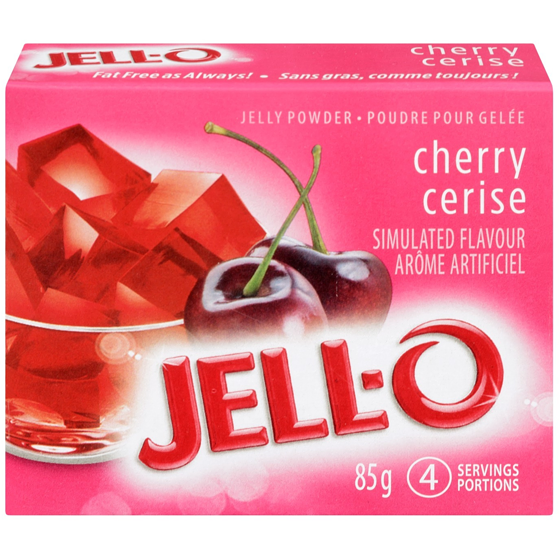 Jell-O Poudre pour gelée cerise - préparation pour dessert en gélatine 85 g, 1,76 $/100g