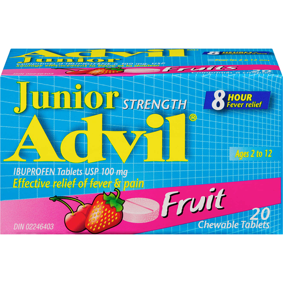 Advil Junior Strength Chewable Tablets, Fruit Flavour, 20 Count 20 ea, $0.47/1ea