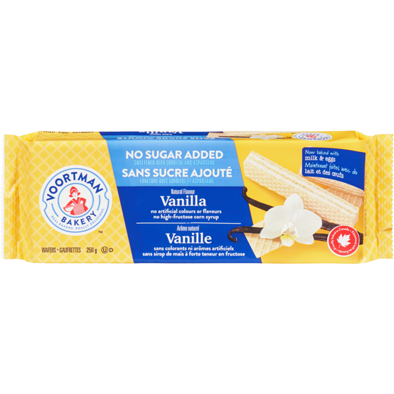Voortman No Sugar Added Vanilla 250 g, $1.72/100g