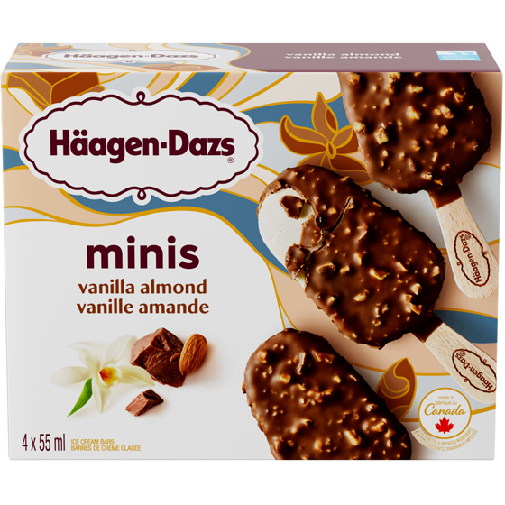 Haagen Dazs Miniatures Vanilla Almond Ice Cream Bars 4x55.0 ml, $2.50/100ml