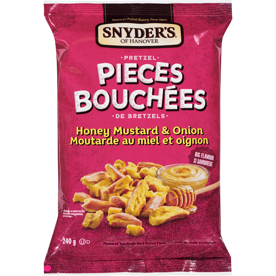 Snyders Morceaux de bretzels au goût de moutarde au miel et d’oignons 240 g, 1,67 $/100g
