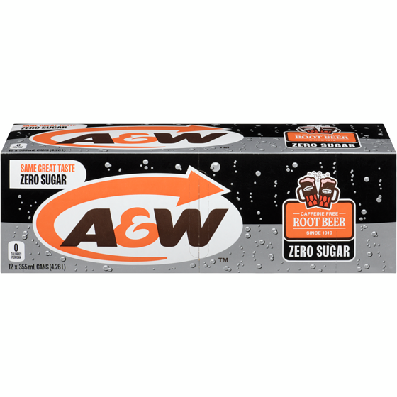 A&W Zero Sugar Root Beer     12x355.0 ml, $0.21/100ml