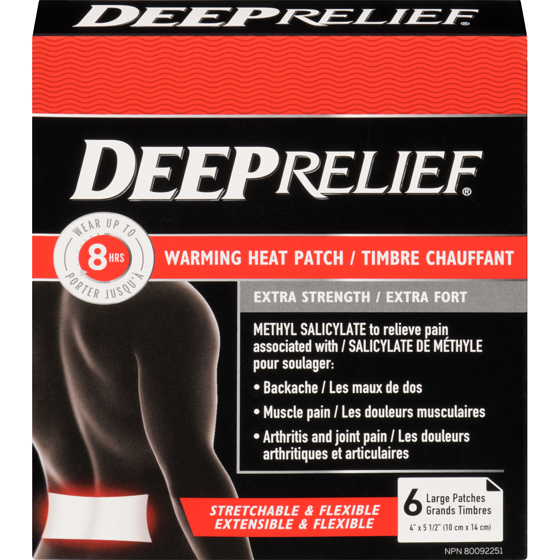 Deep Relief Patchs chauffants extra forts pour soulager la douleur 6 ea, 2,08 $/1ch