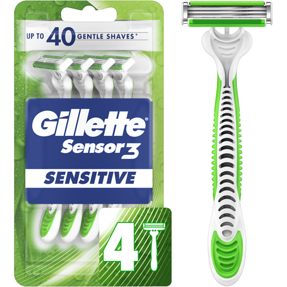 Gillette Sensitive Men's Disposable Razor, 4 Razors 4 ea, $2.75/1ea