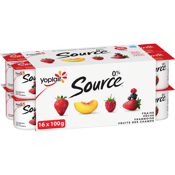 Yoplait Yogourt traditionnel onctueux Source 0 %, saveurs variées, sans sucre ajouté 16x100.0 g, 0,44 $/100g