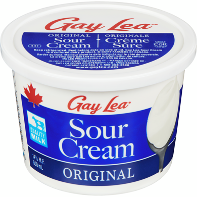 Gay Lea Sour Cream, Regular 14% 500 ml, $0.90/100ml