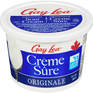 Gay Lea Crème sure régulière 14 % 500 ml, 0,90 $/100ml