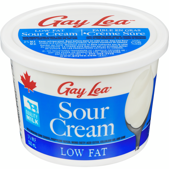 Gay Lea Sour Cream, Low Fat 3% 500 ml, $0.90/100ml