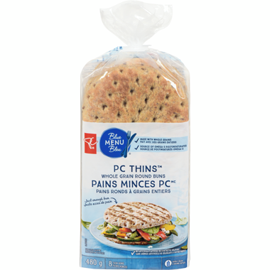 PC Blue Menu White Whole Grain Thin Buns