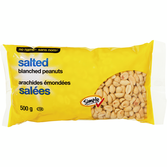 Sans Nom Arachides émondées, salées 500 g, 0,90 $/100g
