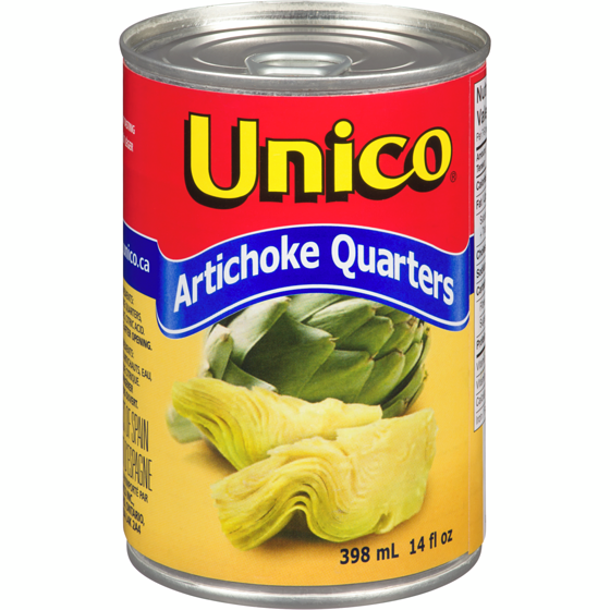 Unico Artichokes, Quarters 398 ml, $1.38/100ml