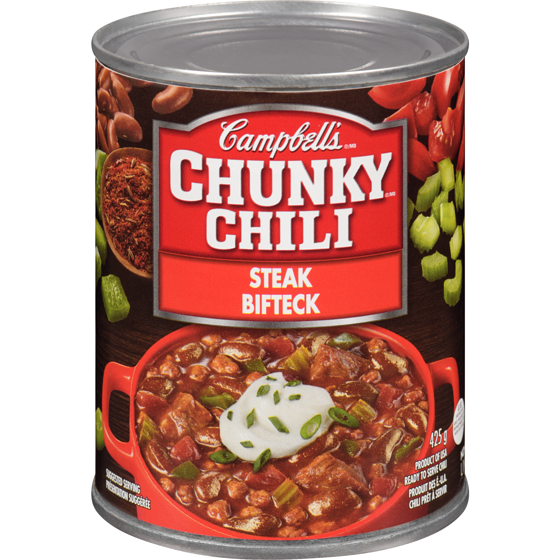 Campbell's Chunky Chili, Steak 425 g, $0.77/100g