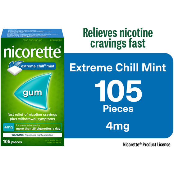 Nicorette Mint 4mg Nicotine Gum 105 ea, $0.43/1ea