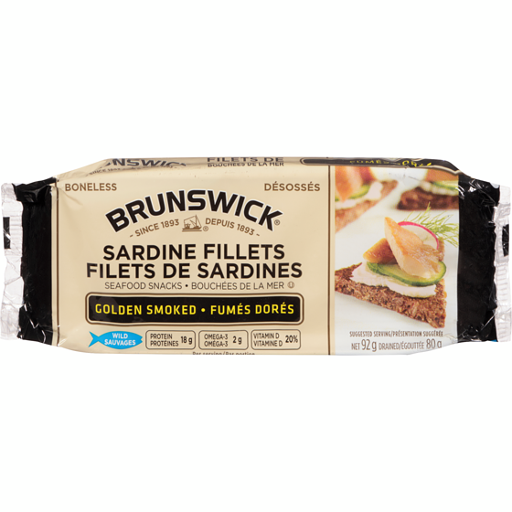 Brunswick Filets de sardines fumés et dorés 92 g, 3,03 $/100g