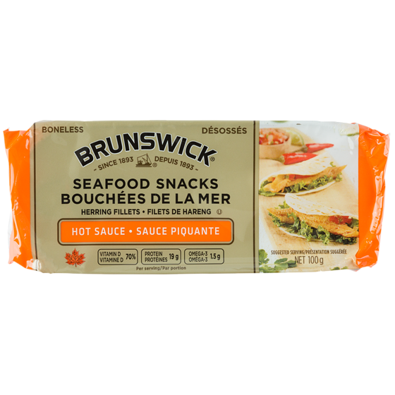 Brunswick Seafood Snacks, Louisiana Hot Sauce 100 g, $2.79/100g