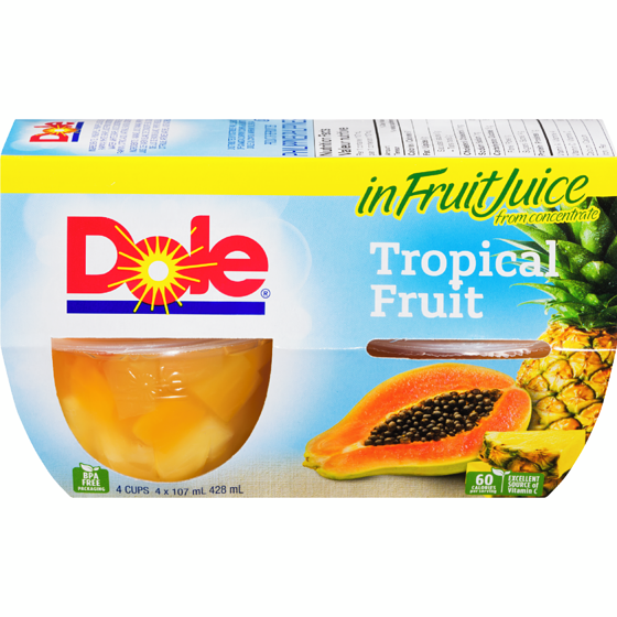 Dole Fruit Bowls Tropical Fruit 4x107.0 ml, $0.82/100ml