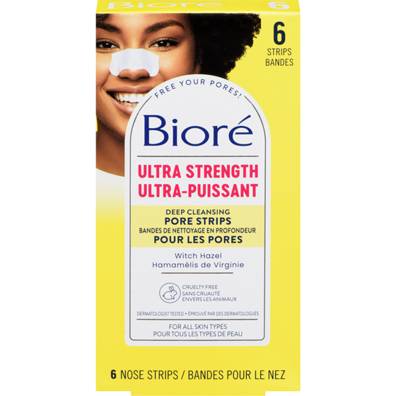 Biore Ultra Deep Cleansing Pore Strips for Instant Pore Unclogging and Blackhead Removal, 6ct  6 ea, $2.17/1ea