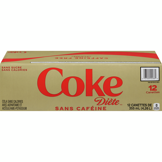 Coca-Cola Cola Diète Sans Cafeine Fridge Pack Cannettes 12x355.0 ml, 0,21 $/100ml