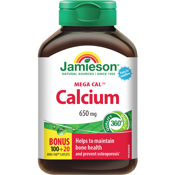 Jamieson Mega Cal Calcium Mini-Tab Caplets, 650 mg 120 ea, $0.11/1ea